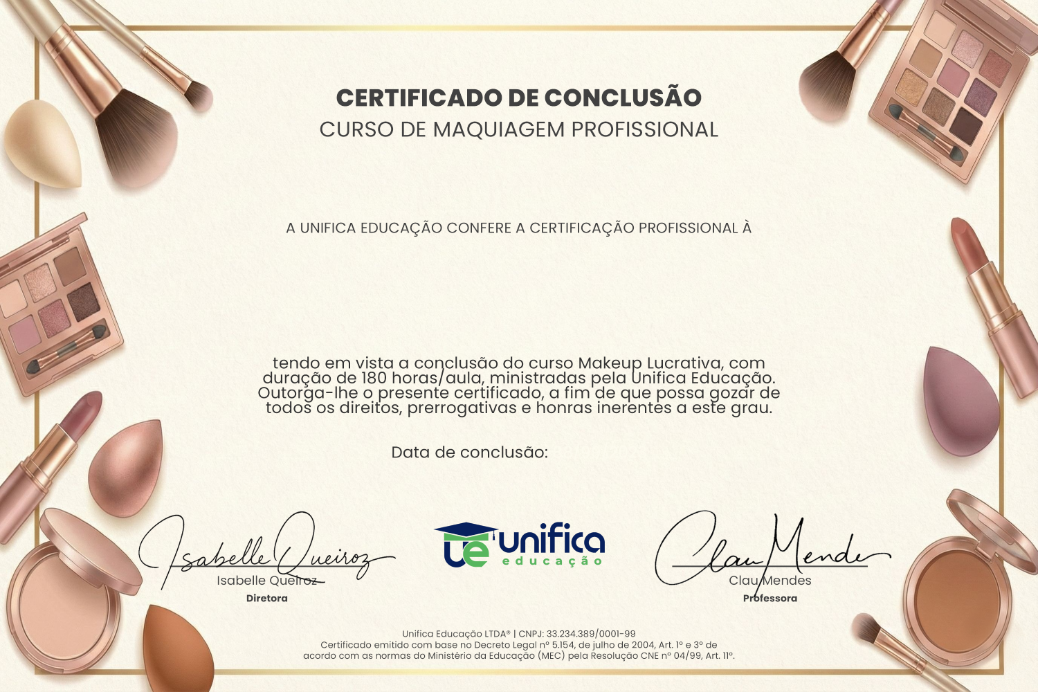 Certificado Makeup Lucrativa